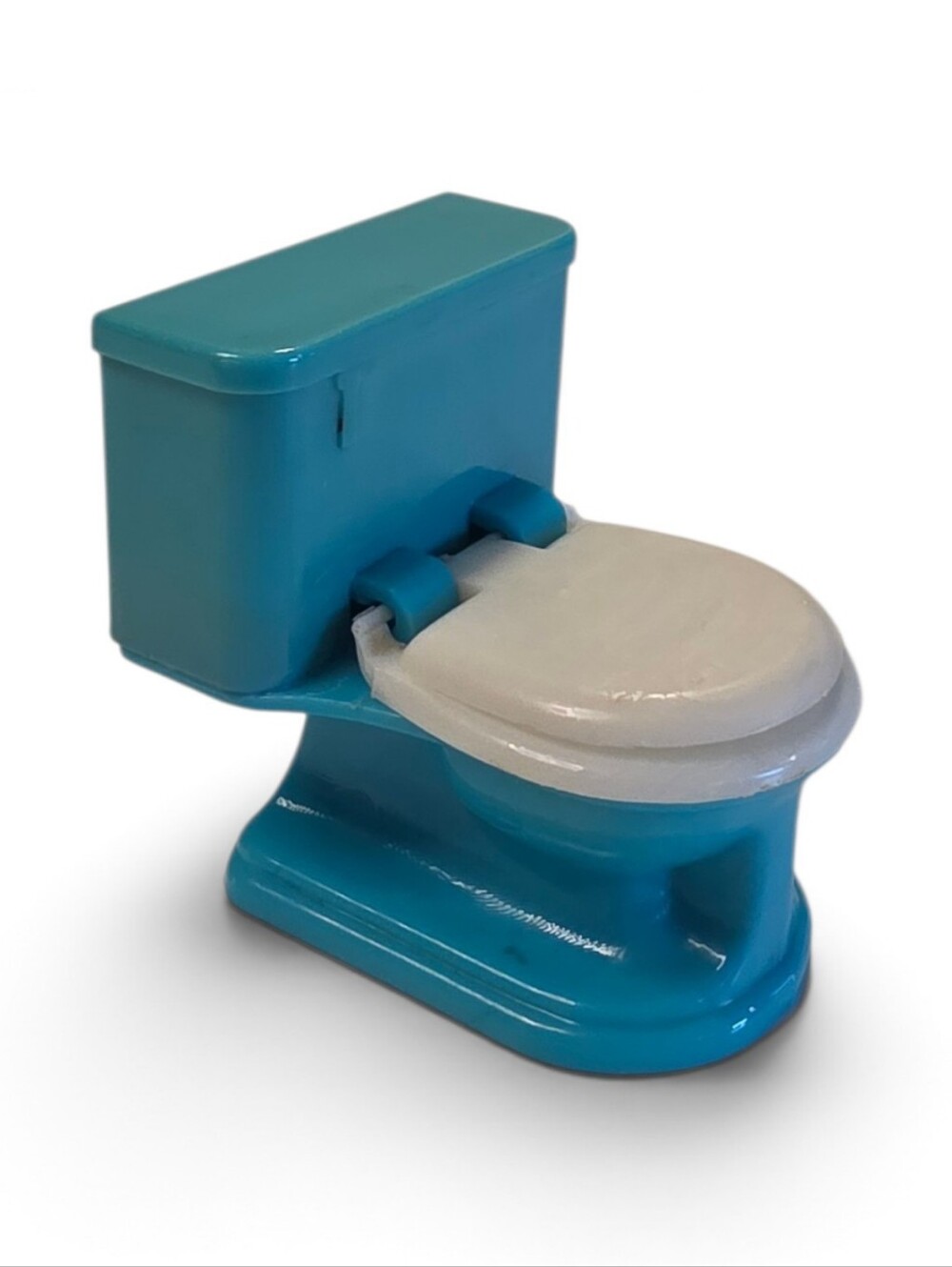 Vintage 1:12 Miniature Dollhouse Blue Plastic Toilet by Plasco